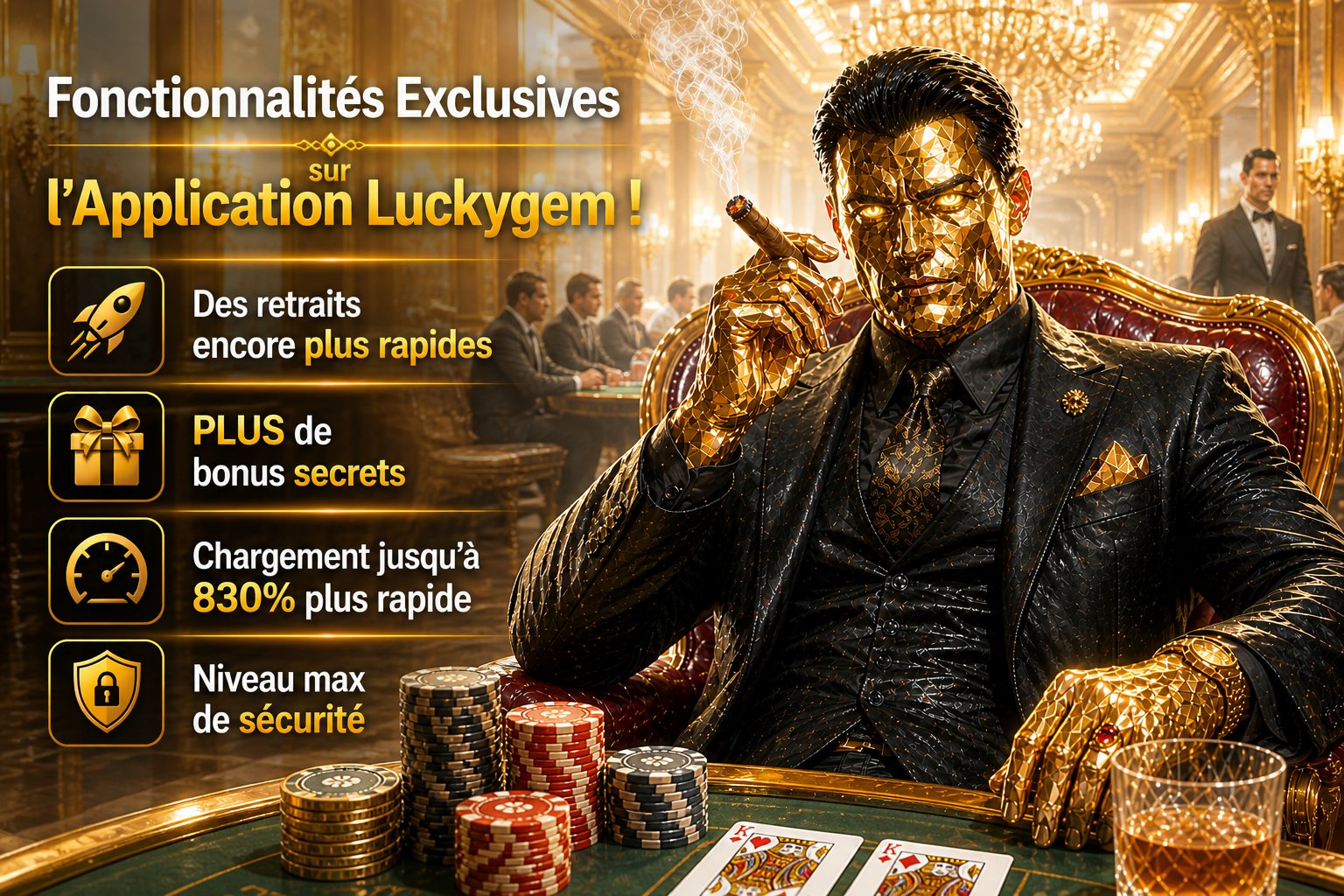 Application LuckyGem Casino fonctionnalités exclusives